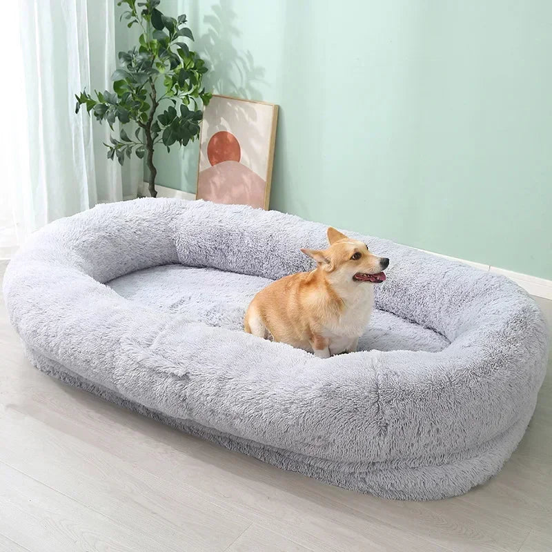 Human Dog Kennel Plush round Pet Kennel Dog Bed Winter Warm Sponge Dog Pads Pet Supplies Pet Mattresses