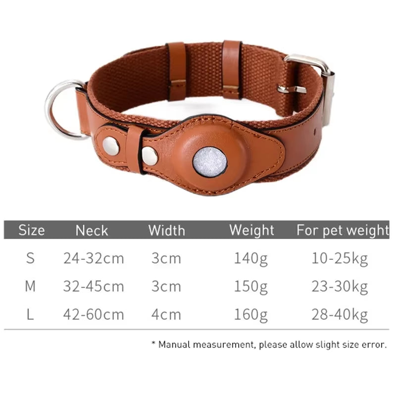 Leather Dog Collar Pet Adjustable Necklaces with Luxury Design for Apple Airtag Locationpositioning Device Cover Cat Accessories